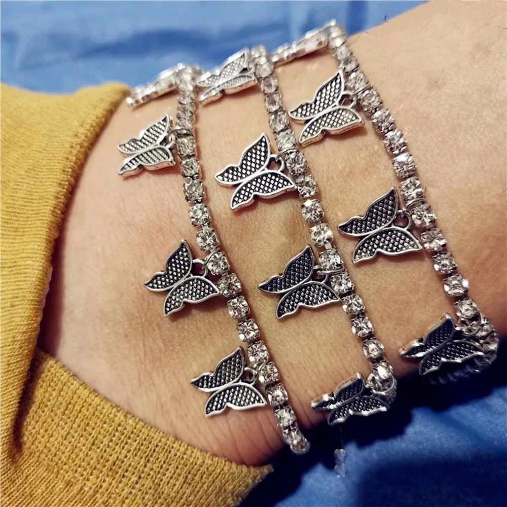 Silver Butterfly Anklet